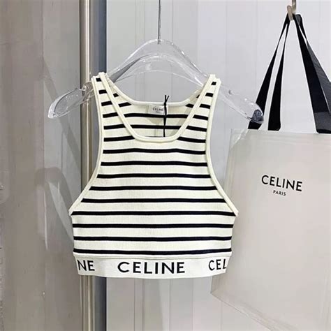 celine crop top white|Celine Crop Top .